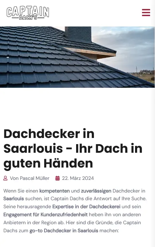 Lokale Unterseite einer Handwerker-Website mit Bezug zu Leistung und Ort