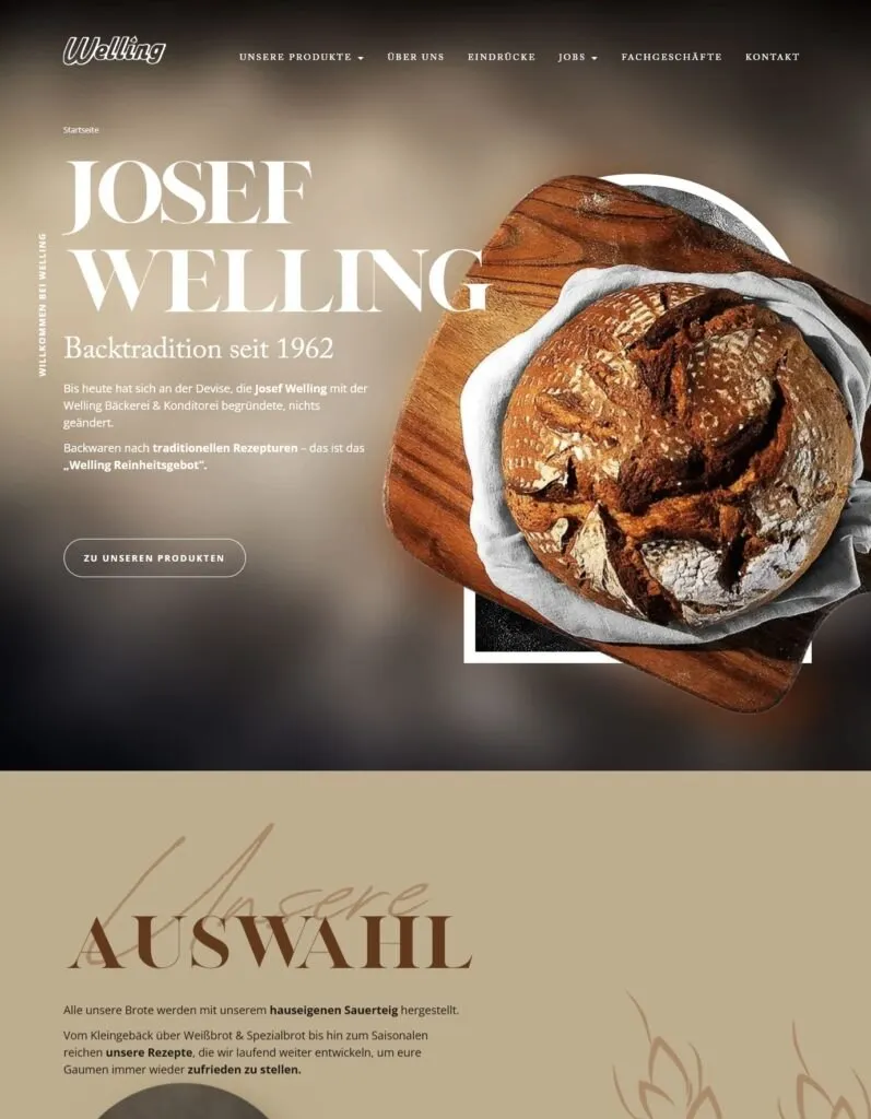 Website der Bäckerei Welling