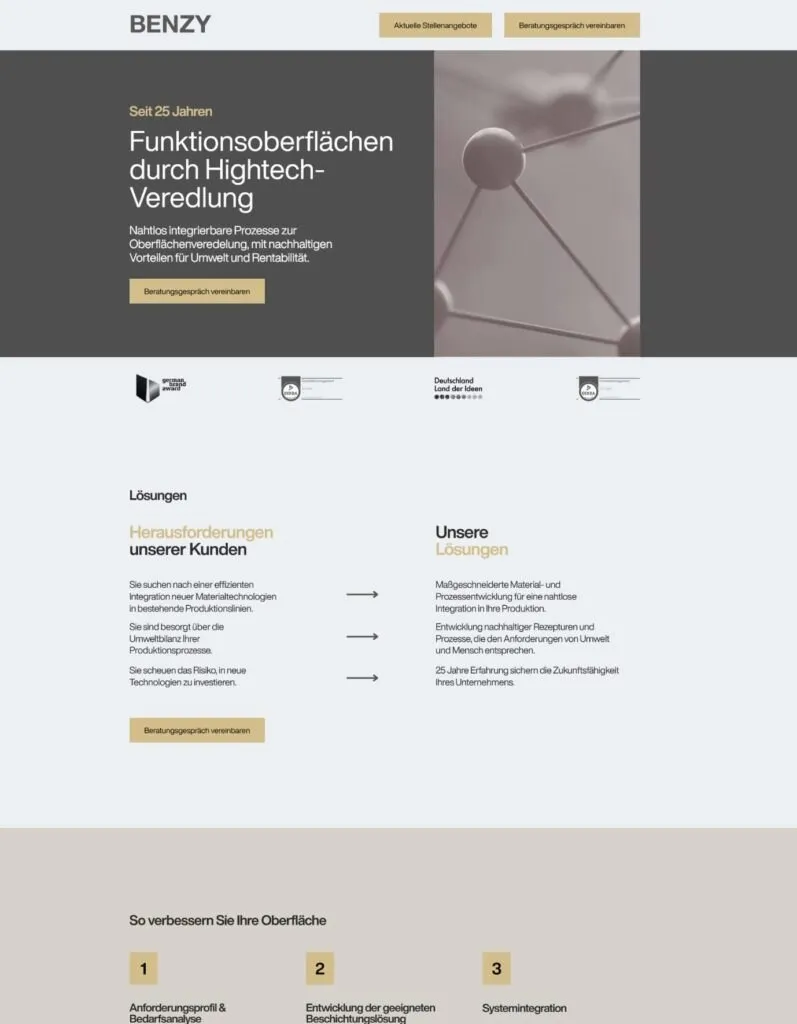 Website von BENZY Markenprodukte
