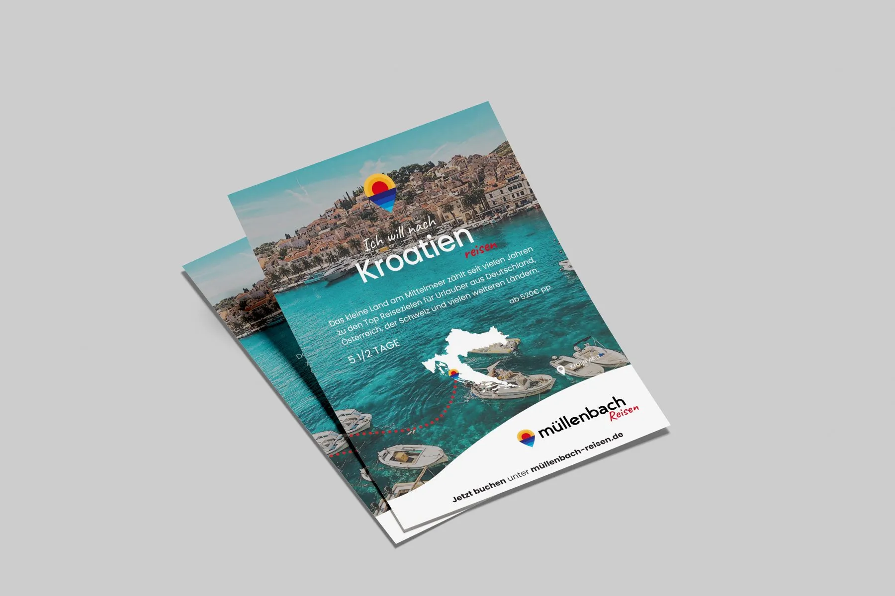 Reiseprospekt „Kroatien“ von Müllenbach Reisen mit Küstenstadt und Meer