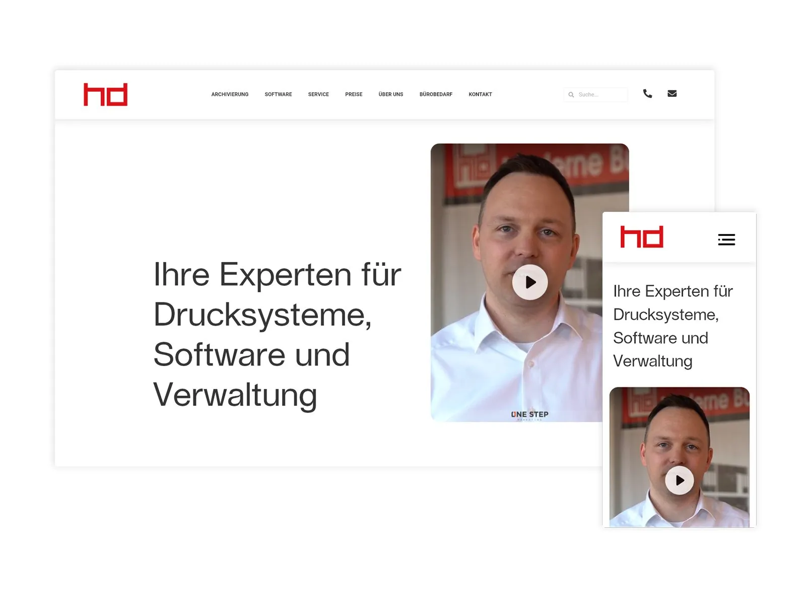 Website von HD Dillingen für Drucksysteme, Software und Verwaltung auf Laptop und Smartphone