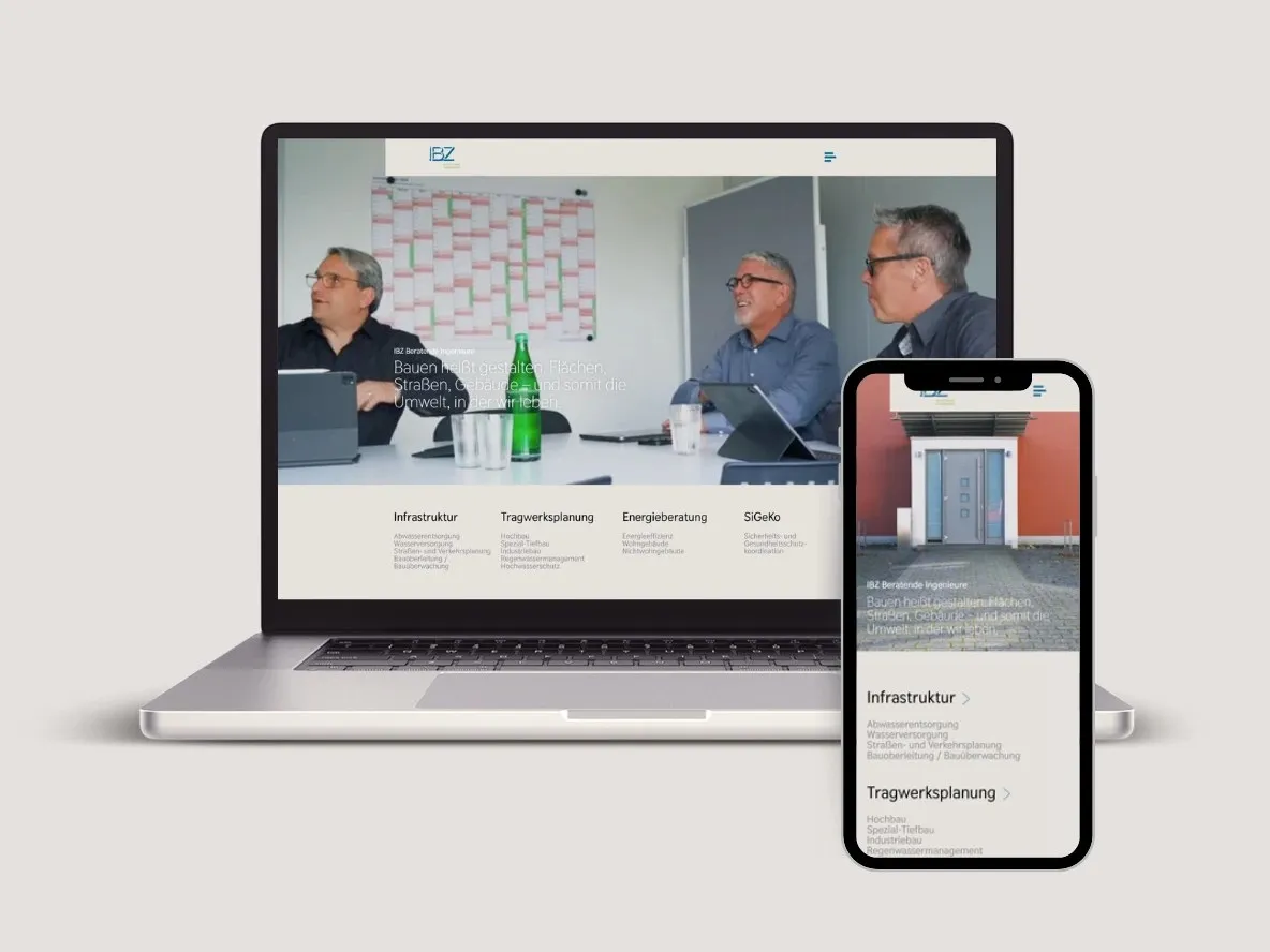 Website von IBZ Beratende Ingenieure auf Laptop und Smartphone
