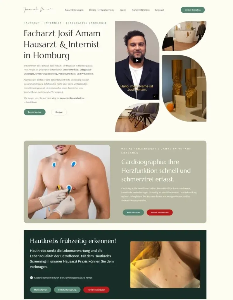 Website der Praxis Josif Amam in Homburg