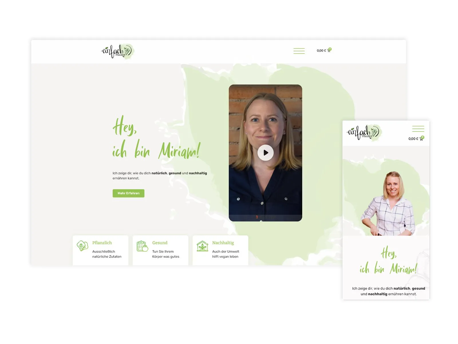 Website der Zahnarztpraxis Mirjam Gier mit Begrüßungsvideo auf Laptop und Smartphone